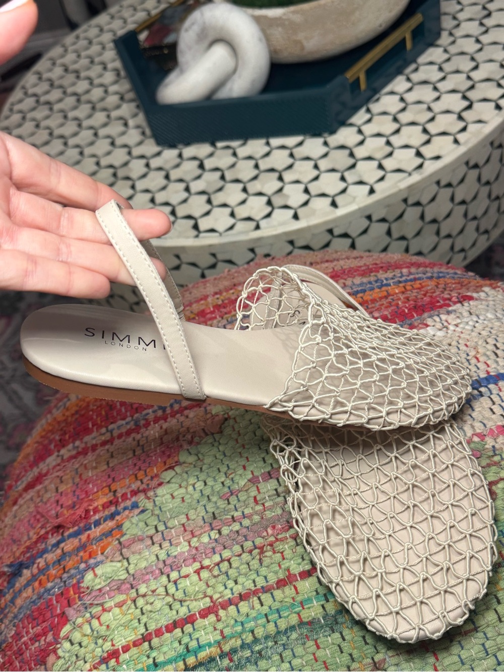 🥥🔅 Women’s Cream Woven Slingback Flats Mesh Beige Natural 🔅🥥 - Picture 4 of 4